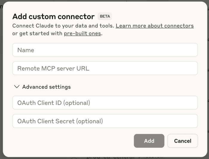 Configuring Connector in Claude